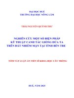 Tóm tắt nghiên cứu một số biện pháp kỹ thuật canh tác giống dừa ta trên Đất nhiễm mặn tại tỉnh bến tre