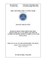 Tóm tắt tv Đánh giá hoạt tính chống oxy hoá, kháng khuẩn và tác Động lên một số vi sinh vật Đường ruột của bột lá lúa non (oryza sativa)