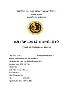 Bài tập lớn lý thuyết Ô tô tên Đề tài tính toán sức kéo Ô tô