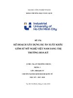 IUH - KINH DOANH QUỐC TẾ - KẾ HOẠCH XÂY DỰNG DỰ ÁN XUẤT KHẨU GỐM SỨ MỸ NGHỆ VIỆT NAM SANG THỊ TRƯỜNG HOA KỲ