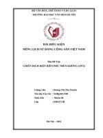 Bài Điều kiện môn lịch sử Đảng cộng sản việt nam tên Đề tài chiến dịch Điện biên phủ trên không (1972)