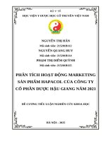 Phân tích hoạt Động marketing sản phẩm hapacol của công ty cổ phần dược hậu giang năm 2021