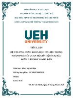 Đề tài Ứng dụng khoa học dữ liệu trong khám phá mối quan hệ giữ tiện Ích, Đặc Điểm căn nhà và giá bán