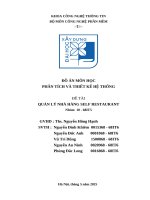 Đồ Án môn học phân tích và thiết kế hệ thống Đề tài quản lý nhà hàng self restaurant
