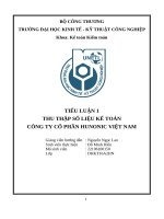 Tiểu luận 1 thu thập số liệu kế toán công ty cổ phần hunonic việt nam
