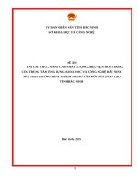 Tái cấu trúc, nâng cao chất lượng, hiệu quả hoạt Động của trung tâm Ứng dụng khoa học và công nghệ bắc ninh số 2 theo hướng hình thành trung tâm Đổi mới sáng tạo tỉnh bắc ninh
