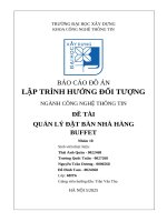 Báo cáo Đồ Án lập trình hướng Đối tượng Đề tài quản lý Đặt bàn nhà hàng buffet