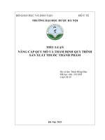 Tiểu luận nâng cấp quy mô và thẩm Định quy trình sản xuất thuốc thành phẩm