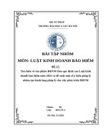 Tìm hiểu về sản phẩm bhvm theo quy Định của luật kinh doanh bảo hiểm năm 2022 và Đề xuất một số Ý kiến pháp lý nhằm tạo hành lang pháp lý cho việc phát triển bhvm