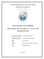 Báo cáo thực tập cuối khóa Đơn vị thực tập ctcp Đầu tư   vận tải – du lịch hoàng việt