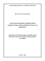 Tóm tắt tiếng anhg quản lý nhà nƣớc Đối với phát triển nông nghiệp công nghệ cao Ở tỉnh gia lai