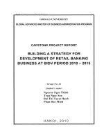 CAPSTONE PROJECT REPORT BUILDING A STRATEGY FOR DEVELOPMENT OF RETAIL BANKING BUSINESS AT BIDV PERIOD 2010 - 2015 BÁO CÁO DỰ ÁN CAPSTONE XÂY DỰNG CHIẾN LƯỢC PHÁT TRIỂN HOẠT ĐỘNG NGÂN HÀNG BÁN LẺ TẠI BIDV GIAI ĐOẠN 2010 - 2015