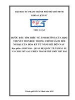 Bước Đầu tìm hiểu về Ảnh hưởng của học thuyết monroe trong chính sách Đối ngoại của hoa kỳ từ năm 1823 Đến nay