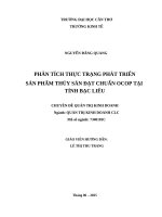 Phân tích thực trạng phát triển sản phẩm thủy sản Đạt chuẩn ocop tại tỉnh bạc liêu