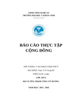 Báo cáo thực tập cộng Đồng Đối tượng y Đa khoa năm thứ 6 Địa Điểm trạm y tế trung Đô