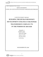 G1 00119 BUILDING THE HUMAN RESOURCE DEVELOPMENT STRATEGY FOR POWER TRANSMISSION COMPANY Nº4 IN THE PERIOD OF 2010-2020 XÂY DỰNG CHIẾN LƯỢC PHÁT TRIỂN NGUỒN NHÂN LỰC CHO CÔNG TY TRUYỀN TẢI ĐIỆN