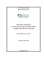 KIẾN THỨC, THÁI ĐỘ VỀ AN TOÀN TRUYỀN MÁU CỦA ĐIỀU DƯỠNG TẠI BỆNH VIỆN BÃI CHÁY NĂM 2025