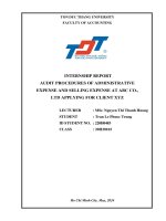 AUDIT PROCEDURES OF ADMINISTRATIVE EXPENSE AND SELLING EXPENSE AT ABC CO., LTD APPLYING FOR CLIENT XYZ