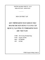 QUY TRÌNH KIỂM TOÁN KHOẢN MỤC DOANH THU BÁN HÀNG VÀ CUNG CẤP DỊCH VỤ TẠI CÔNG TY TNHH KIỂM TOÁN ABC VIỆT NAM