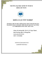 ÁP DỤNG CHUẨN MỰC KIỂM TOÁN VIỆT NAM SỐ 510 (VSA 510) KIỂM TOÁN NĂM ĐẦU TIÊN-SỐ DƯ ĐẦU KỲ TẠI CÔNG TY TNHH KIỂM TOÁN ABC VIỆT NAM