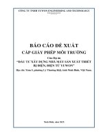 Báo cáo Đề xuất cấp giấy phép môi trường của dự án Đầu tư xây dựng nhà máy sản xuất thiết bị Điện, Điện tử yuwon