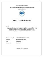 GIAN LẬN DOANH THU TRÊN BÁO CÁO TÀI CHÍNH: THỰC NGHIỆM TẠI VIỆT NAM