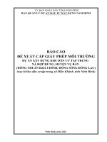 Báo cáo Đề xuất cấp giấy phép môi trường dự Án xây dựng khu dân cư tập trung xã hợp hưng, huyện vụ bản (Đồng thuần khả chính, Đồng sóng Đồng lạc của ban quản lý dự Án Đầu tư xây dựng nam Định