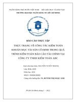 THỰC TRẠNG VỀ CÔNG TÁC KIỂM TOÁN KHOẢN MỤC TÀI SẢN CỐ ĐỊNH TRONG QUÁ TRÌNH KIỂM TOÁN BÁO CÁO TÀI CHÍNH TẠI CÔNG TY TNHH KIỂM TOÁN ABC