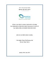 Nâng cao chất lượng chăm sóc sản phụ sau sinh bằng phương pháp massage tuyến vú tại khoa phụ sản bệnh viện Bãi Cháy 2025