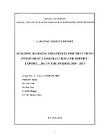 G1 00110 CAPSTONE PROJECT REPORT BUILDING BUSINESS STRATEGIES FOR PHUC HUNG INVESTMENT CONSTRUCTION AND IMPORT -EXPORT., JSC IN THE PERIOD 2010 - 2015 BÁO CÁO DỰ ÁN CAPSTONE XÂY DỰNG CHIẾN LƯỢC KINH DOANH CHO CÔNG TY CỔ PHẦN ĐẦU TƯ XÂY DỰNG VÀ XUẤT NHẬP K