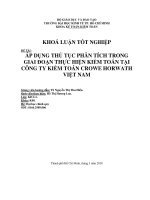ÁP DỤNG THỦ TỤC PHÂN TÍCH TRONG GIAI ĐOẠN THỰC HIỆN KIỂM TOÁN TẠI CÔNG TY KIỂM TOÁN CROWE HORWATH VIỆT NAM