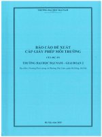 Báo cáo Đề xuất cấp giấy phép môi trường của dự Án trường Đại học Đại nam – giai Đoạn 2