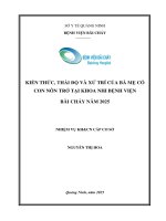 Kiến thức, thái độ và xử trí của bà mẹ có con nôn trớ tại khoa nhi bệnh viện Bãi Cháy năm 2025