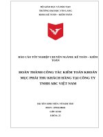 HOÀN THÀNH CÔNG TÁC KIỂM TOÁN KHOẢN MỤC PHẢI THU KHÁCH HÀNG TẠI CÔNG TY TNHH ABC VIỆT NAM