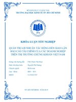 QUẢN TRỊ LỢI NHUẬN TÁC ĐỘNG ĐẾN GIAN LẬN BÁO CÁO TÀI CHÍNH CỦA CÁC DOANH NGHIỆP TRÊN THỊ TRƯỜNG CHỨNG KHOÁN VIỆT NAM