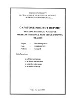 G1_00187 BUILDING STRATEGIC PLANS FOR MILITARY INSURANCE JOINT STOCK COMPANY TILL 2015 XÂY DỰNG KẾ HOẠCH CHIẾN LƯỢC CHO CÔNG TY CỔ PHẦN BẢO HIỂM QUÂN ĐỘI ĐẾN NĂM 2015