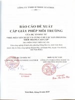 Báo cáo Đề xuất cấp giấy phép môi trường dự Án nhà máy sản xuất và cung cấp các sản phẩm da thời trang cao cấp của công ty tnhh sunrise leather việt nam