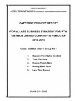 CAPSTONE PROJECT REPORT FORMULATE BUSINESS STRATEGY FOR PTW VIETNAM LIMITED COMPANY IN PERIOD OF 2013-2018 BÁO CÁO DỰ ÁN CAPSTONE XÂY DỰNG CHIẾN LƯỢC KINH DOANH CHO CÔNG TY TNHH PTW VIỆT NAM GIAI ĐOẠN 2013-2018