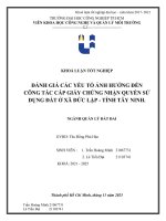 IUH - KLTN - ĐÁNH GIÁ CÁC YẾU TỐ ẢNH HƯỞNG ĐẾN CÔNG TÁC CẤP GIẤY CHỨNG NHẬN QUYỀN SỬ DỤNG ĐẤT Ở XÃ ĐỨC LẬP - TỈNH TÂY NINH.