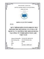 QUY TRÌNH KIỂM TOÁN KHOẢN MỤC DOANH THU BÁN HÀNG VÀ CUNG CẤP DỊCH VỤ VÀ NỢ PHẢI THU KHÁCH HÀNG TẠI CÔNG TY TNHH KIỂM TOÁN ABC VIỆT NAM