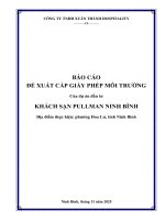 Báo cáo Đề xuất cấp giấy phép môi trường của dự Án khách sạn pullman ninh bình