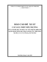 Báo cáo Đề xuất cấp giấy phép môi trường của cơ sở dự Án Đầu tư xây dựng khu du lịch sinh thái silver cloud cúc phương tại xã cúc phương, tỉnh ninh bình