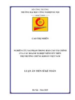 Nghiên cứu sai phạm trong báo cáo tài chính của các doanh nghiệp niêm yết trên thị trường chứng khoán việt nam