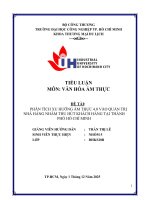 IUH - TIỂU LUẬN VĂN HÓA ẨM THỰC - PHÂN TÍCH XU HƯỚNG ẨM THỰC 4.0 VÀO QUẢN TRỊ NHÀ HÀNG NHẰM THU HÚT KHÁCH HÀNG TẠI THÀNH PHỐ HỒ CHÍ MINH