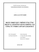 Hoàn thiện quy trình cung Ứng dịch vụ logistics hàng không tại công ty tnhh captain logistics