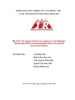 The Impact of ESG on Corporate Cash Holdings: Moderating Effects of Sustainability Policy Uncertainty and Green Finance