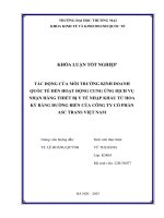 Tác Động của môi trường kdqt Đến hoạt Động cung Ứng dịch vụ nhận hàng thiết bị y tế nhập khẩu bằng Đường biển từ hoa kỳ của công ty cổ phần asc trans việt nam