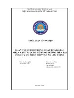 Quản tri rủi ro trong hoạt Động giao nhận vận tải quốc tế bằng Đường biển tại công ty cổ phần tiếp vận an lộc thịnh