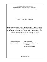 Nâng cao hiệu quả nhập khẩu máy móc thiết bị từ thị trường trung quốc của công ty tnhh công nghệ xavie
