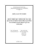 Hoàn thiện quy trình thủ tục hải quan xuất khẩu hàng hoá tại công ty cổ phần giao nhận vận tải con ong